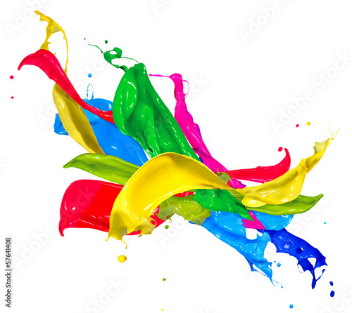  Colorful Paint Splashes Isolated on White. Abstract Splashing