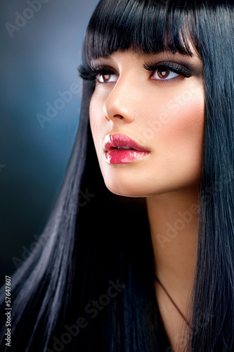 Photo: Beautiful Brunette Girl. Healthy Long Black Hair Beautiful Brunette Girl. Healthy Long Black Hair