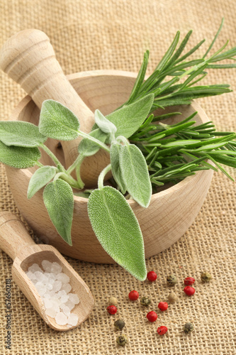 Photo: rosemary, sage, salt and pepper rosemary, sage, salt and pepper