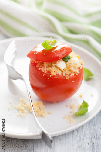 Photo: stuffed tomato with couscous and feta stuffed tomato with couscous and feta