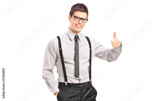 Photo: Handsome man giving a thumb up Handsome man giving a thumb up