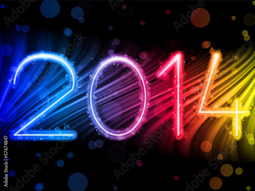 Vector: 2014 New Year Colorful Waves on Black Background 2014 New Year Colorful Waves on Black Background
