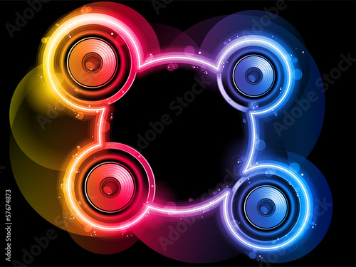 Vector: Disco Speaker with Neon Rainbow Circle Disco Speaker with Neon Rainbow Circle