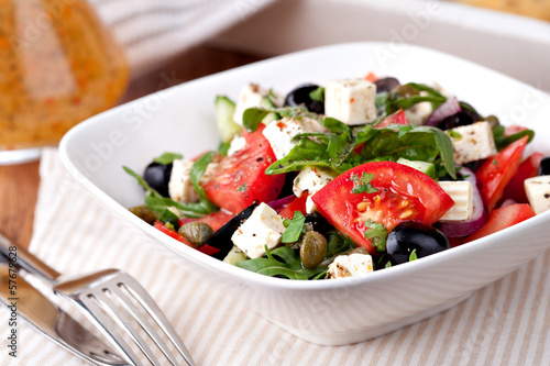Photo: Greek vegetable salad with feta cheese Greek vegetable salad with feta cheese