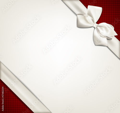 Vector: Gift card with white bow. Gift card with white bow.