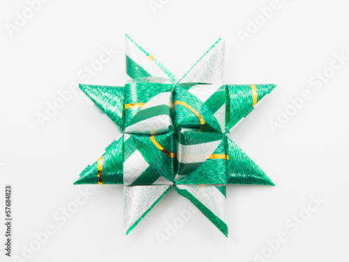 Photo: Green gift star bows with ribbons Green gift star bows with ribbons