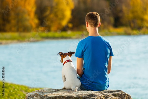 Photo: boy and dog boy and dog