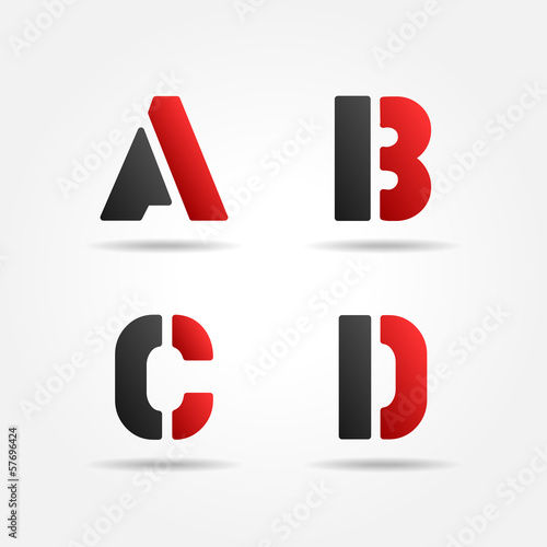 Vector: abcd red stencil letters abcd red stencil letters
