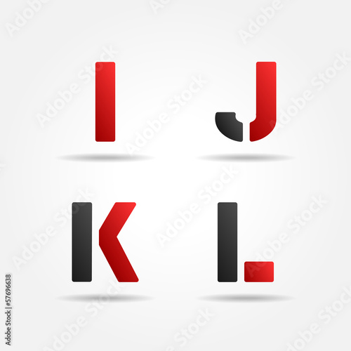Vector: ijkl red stencil letters ijkl red stencil letters