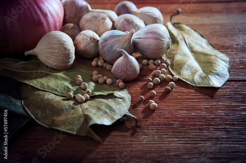Photo: eastern food style dryasia spice herb on wood table eastern food style dryasia spice herb on wood table