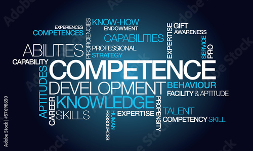 Illustration: Competence development skills word tag cloud illustration Competence development skills word tag cloud illustration