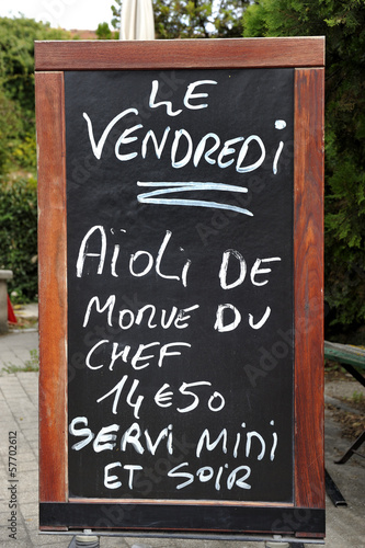 Photo: Outside menu sign for aioli Outside menu sign for aioli