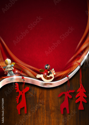 Illustration: Red and Wooden Christmas Background Red and Wooden Christmas Background