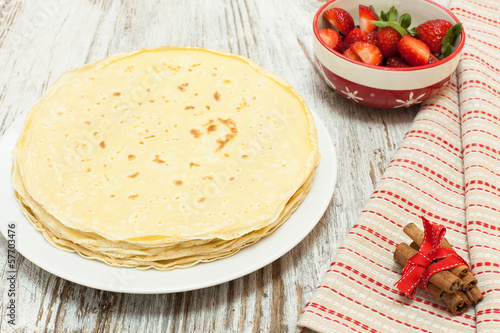 Photo: Pile of pancake and ingredients Pile of pancake and ingredients