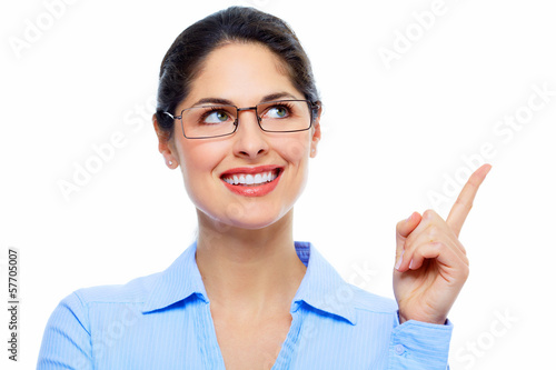 Photo: Beautiful thinking business woman. Beautiful thinking business woman.