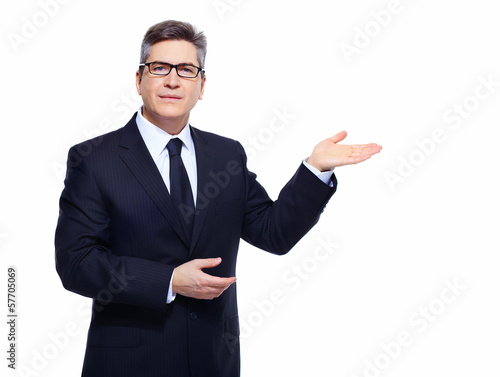 Photo: Businessman presenting copyspace. Businessman presenting copyspace.