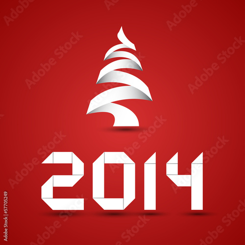 Vector: Paper Christmas Tree and New Year 2014 Digits Paper Christmas Tree and New Year 2014 Digits