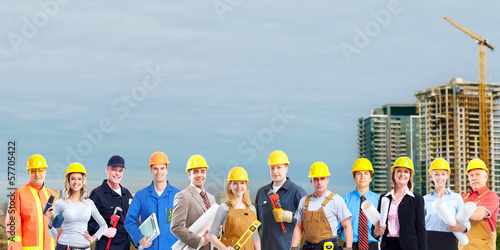 Photo: Group of construction workers. Group of construction workers.