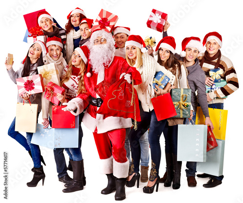 Photo: Group people and Santa. Group people and Santa.