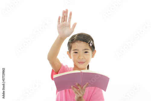Photo: 手を挙げる女の子 手を挙げる女の子