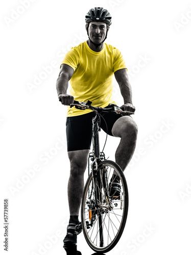 Photo: man bicycling mountain bike silhouette man bicycling mountain bike silhouette