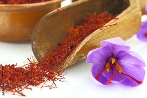 Photo: Dried saffron spice and Saffron flower Dried saffron spice and Saffron flower