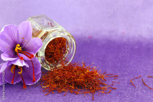 Photo: Dried saffron spice and Saffron flower Dried saffron spice and Saffron flower