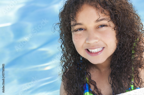 Photo: African American Mixed Race Girl Child In Swimming Pool African American Mixed Race Girl Child In Swimming Pool