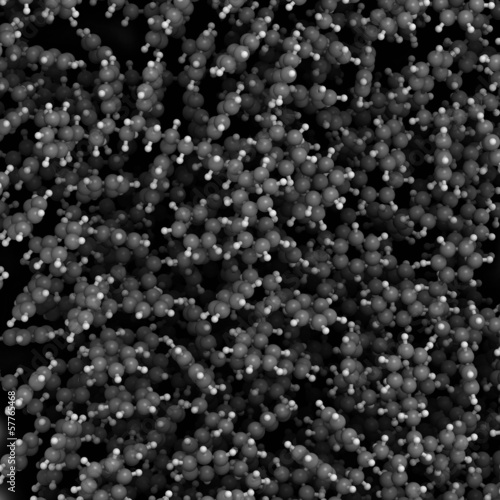 Illustration: Polystyrene (PS) plastic, chemical structure - detail. Polystyrene (PS) plastic, chemical structure - detail.