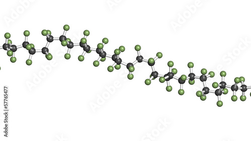 Illustration: Polytetrafluoroethylene (PTFE) polymer, chemical structure Polytetrafluoroethylene (PTFE) polymer, chemical structure