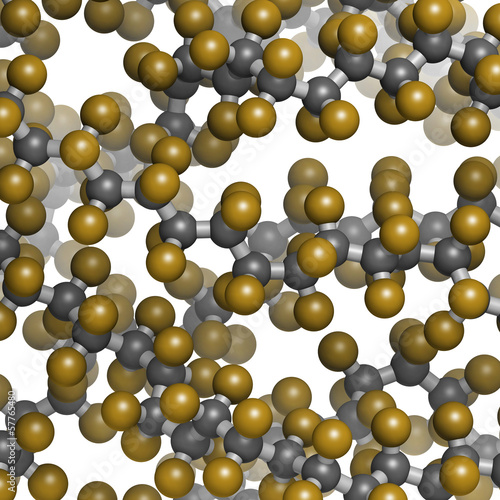 Illustration: Polytetrafluoroethylene (PTFE) polymer, chemical structure Polytetrafluoroethylene (PTFE) polymer, chemical structure