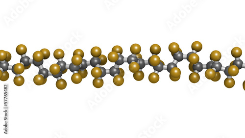 Illustration: Polytetrafluoroethylene (PTFE) polymer, chemical structure Polytetrafluoroethylene (PTFE) polymer, chemical structure