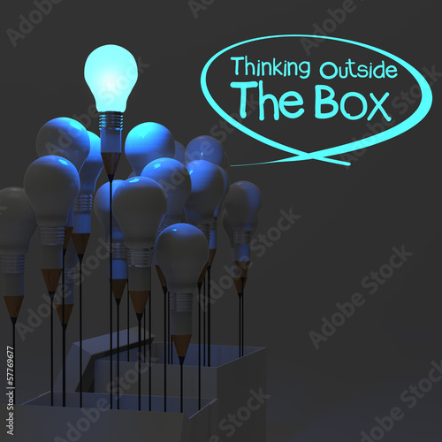 Photo: drawing idea pencil and light bulb concept outside the box as cr drawing idea pencil and light bulb concept outside the box as cr