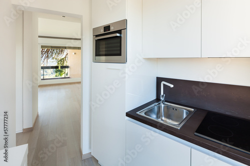 Photo: Interiors building, modern apartment, kitchen view Interiors building, modern apartment, kitchen view
