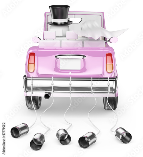 Illustration: 3D white people. Just married 3D white people. Just married