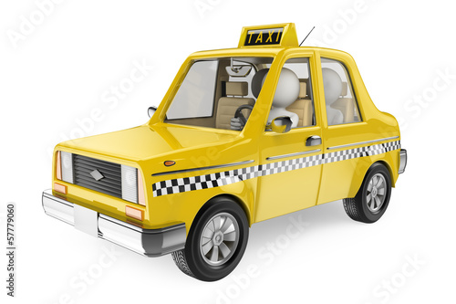 Illustration: 3D white people. Taxi 3D white people. Taxi