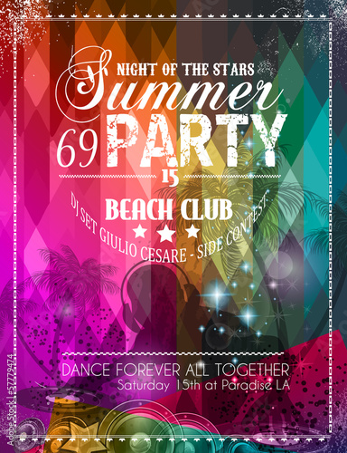 Vector: Beach Party Flyer for your latin music event Beach Party Flyer for your latin music event