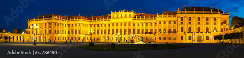 Photo: Schonbrunn palace in Vienna in the evening Schonbrunn palace in Vienna in the evening