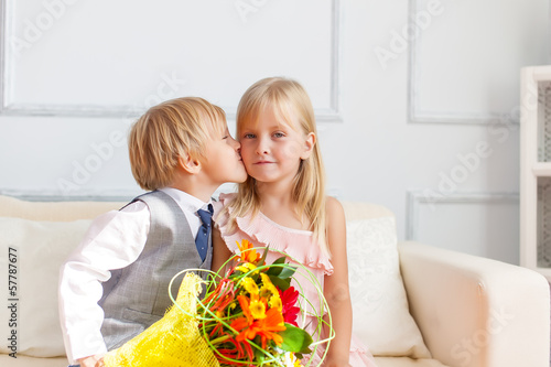 Photo: Boy is kissing girl. Boy is kissing girl.