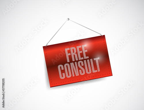 Illustration: free consult hanging banner illustration design free consult hanging banner illustration design