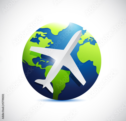 Illustration: air plane and international world globe. air plane and international world globe.