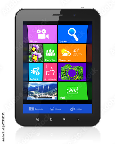 Illustration: Desktop on black tablet pc computer Desktop on black tablet pc computer