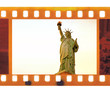 vintage old 35mm frame photo film with NY Statue of Liberty, USA vintage old 35mm frame photo film with NY Statue of Liberty, USA