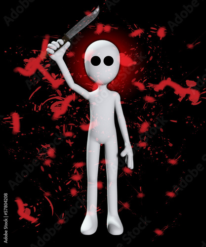 Illustration: Bloody Psycho With Knife Bloody Psycho With Knife