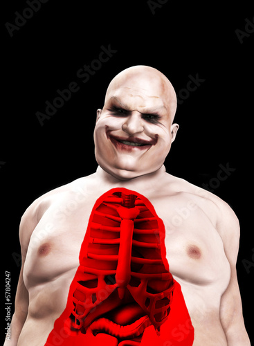 Illustration: Fat Horrible Clown With Split Chest Fat Horrible Clown With Split Chest