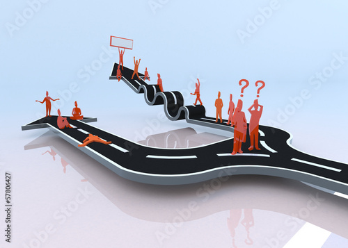 Illustration: Which path will you choose? The laziness or the hardship? (3D) Which path will you choose? The laziness or the hardship? (3D)