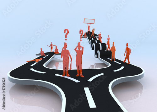 Illustration: Which path will you choose? The laziness or the hardship? (3D) Which path will you choose? The laziness or the hardship? (3D)