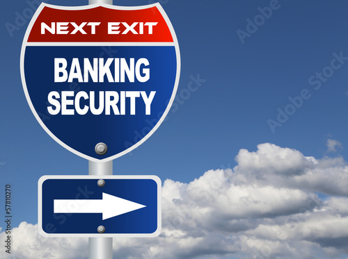 Illustration: Banking security road sign Banking security road sign