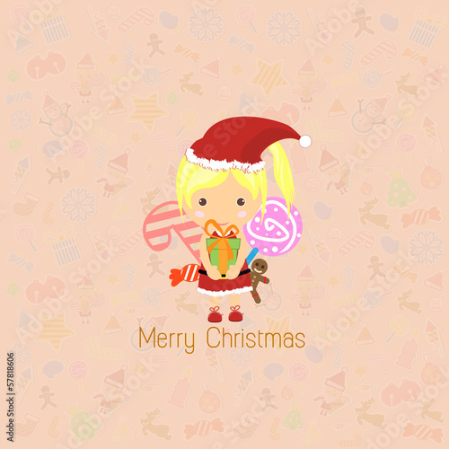 Vector: Vector Santa Girl Claus. Vector illustration for christmas card. Vector Santa Girl Claus. Vector illustration for christmas card.