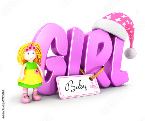 Illustration: 3d word girl concept 3d word girl concept